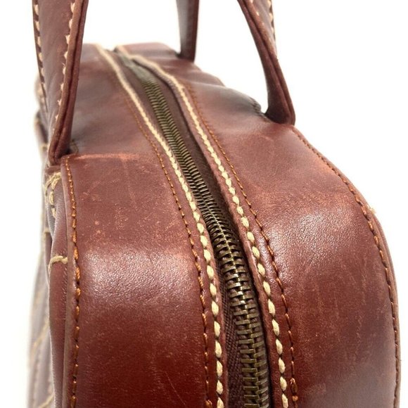 AUTHENTIC CHANEL CC Wild stitch Vintage fashion accessories Hand Bag Leather Bro - Picture 8 of 12